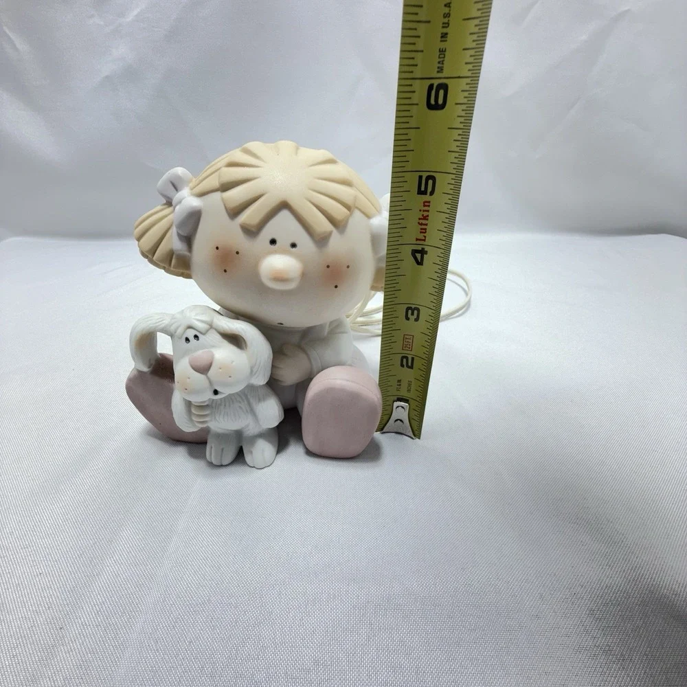 Vintage 90's Bumpkins‎ Girl With Dog Nightlight Enesco Fanrizio Pastel Bisque